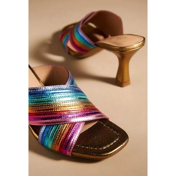 💕SEYCHELLES💕 Fleet Metallic Crisscross Sandal Heels ~ purple lavender New - Picture 8 of 10